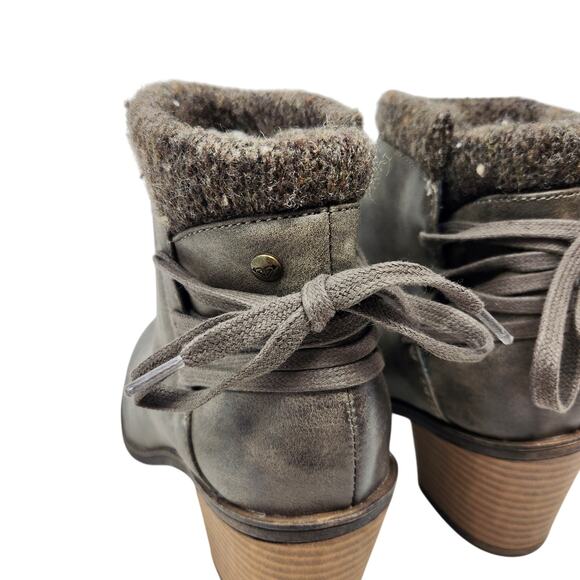 Roxy Dakota Faux Fur Comfort Knit Leather Ankle Boots Dark Gray Size 8 - Picture 7 of 10